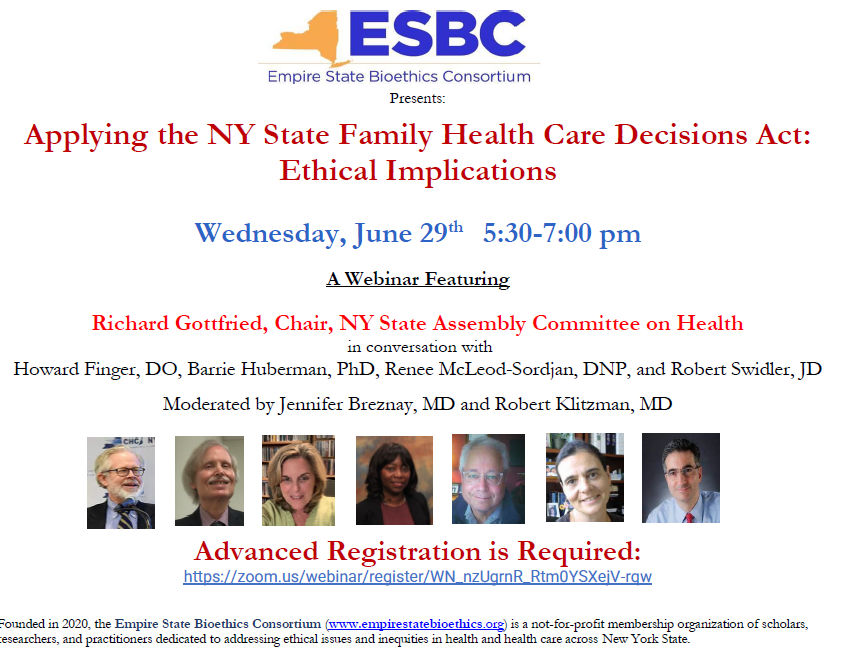 NYS Family Health Care Decisions Act Panel Discussion The Finger